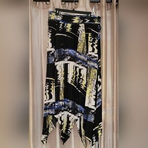 Gabrielle Union Soft Flowy Pleated Skirt Asymmetrical Hem Size X L